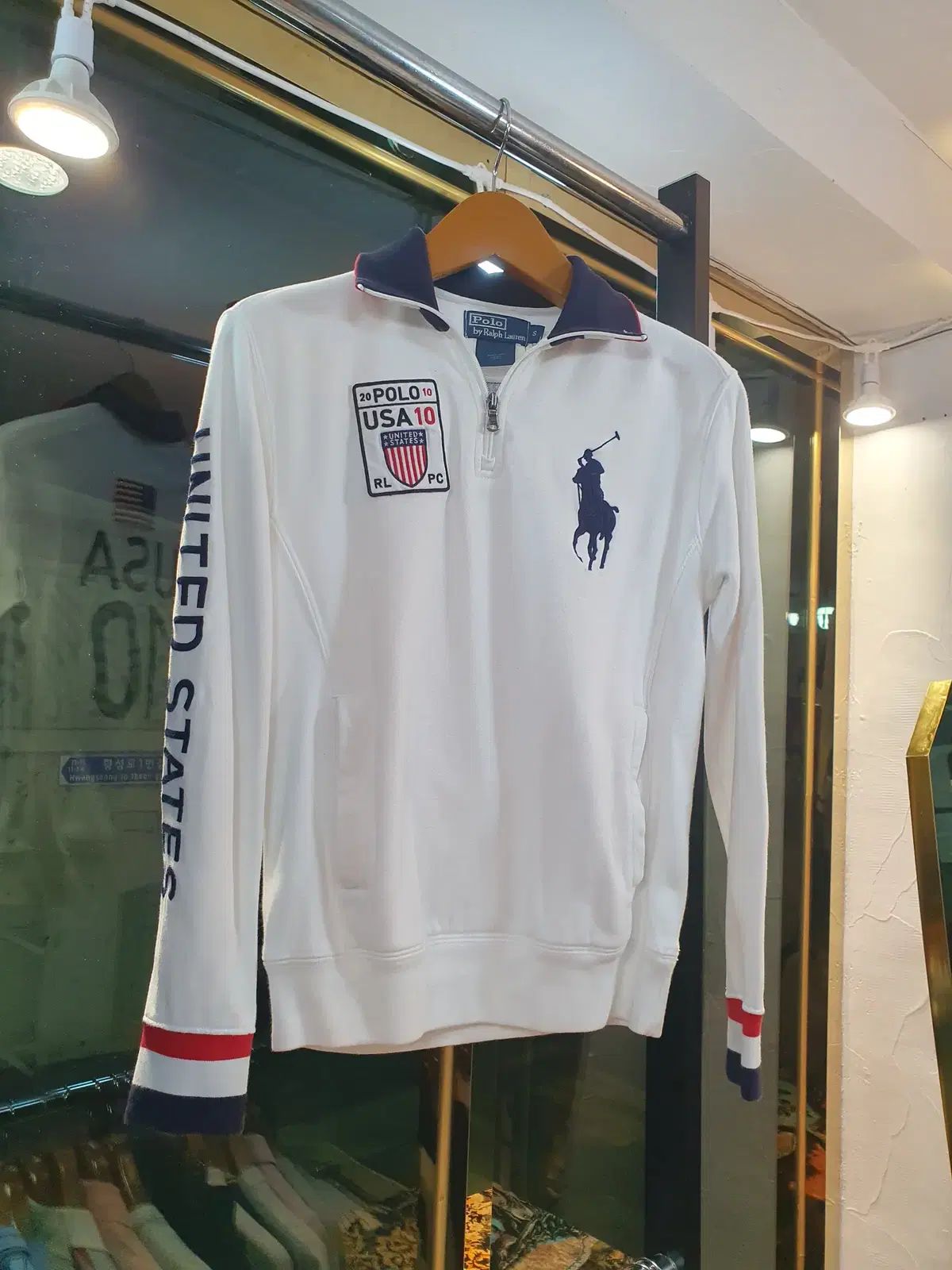 ポロラルフローレン USA 星条旗パッチ 刺繍 ハーフジップ Sサイズ