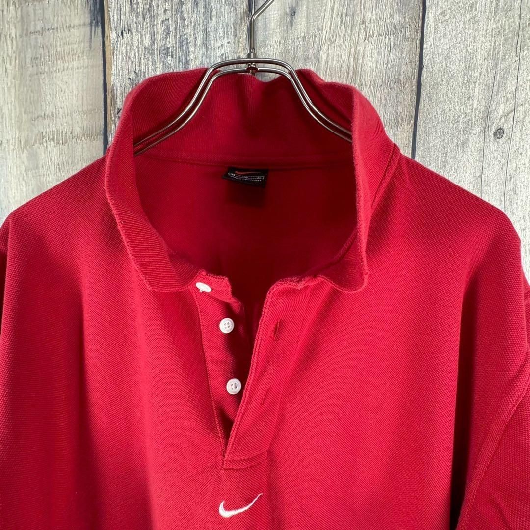 OLD NIKE 90s ナイキ センターロゴ 刺繍 半袖 ポロシャツ M
