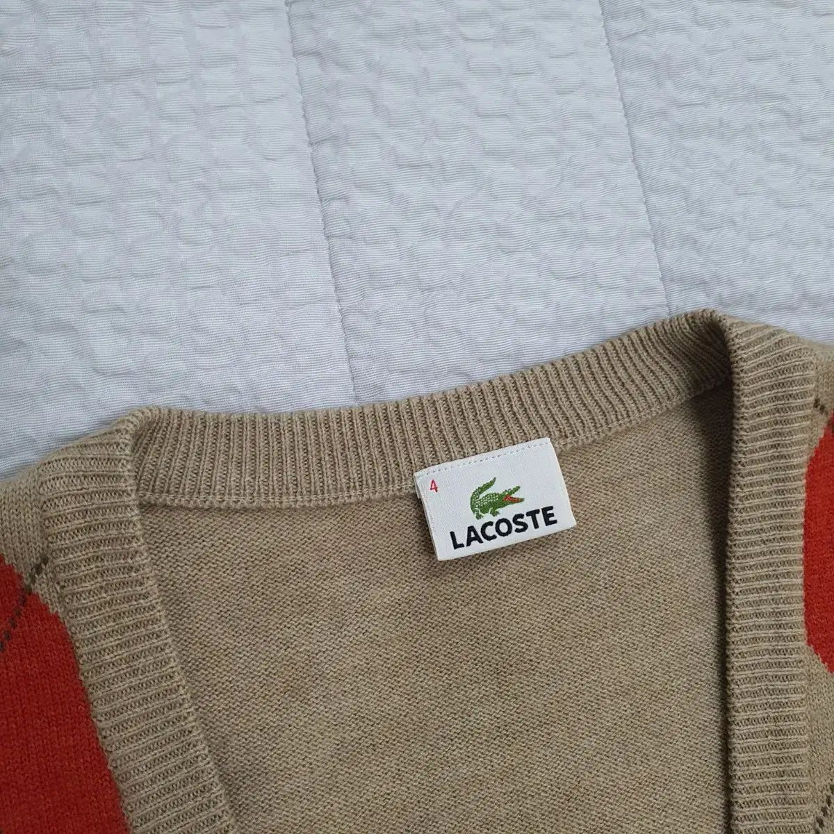 メンズ100 ラコステ アーガイル ニットカーディガン