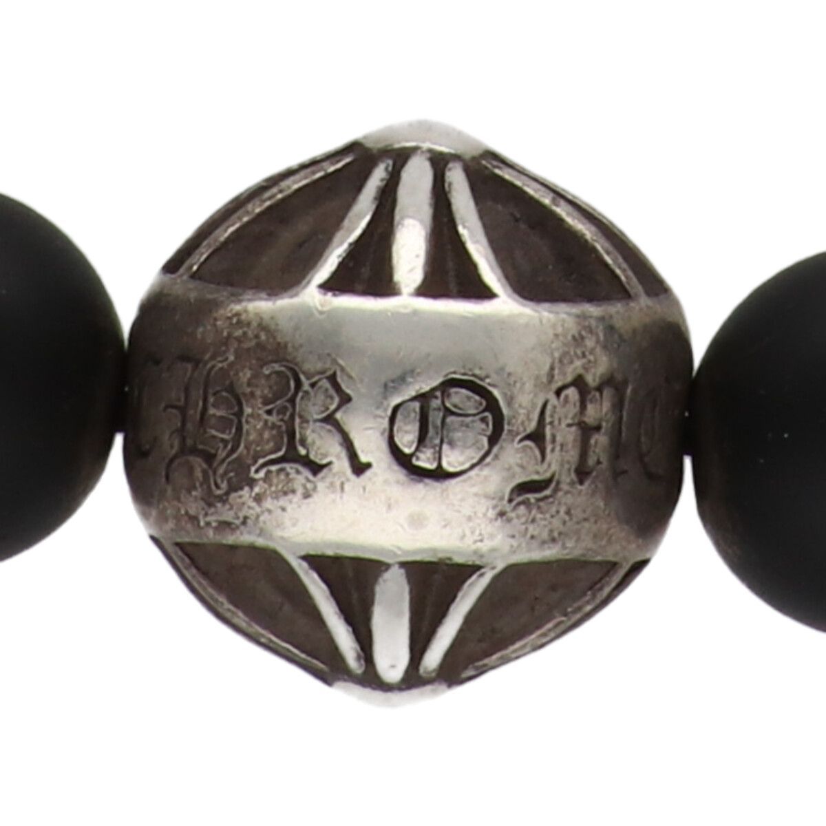  CHROME HEARTS クロムハーツ 8 mm ビーズブレスレット オニキス SV 925 シルバー マットブラック 黒 クロスボール RS ブレスレット アクセサリー