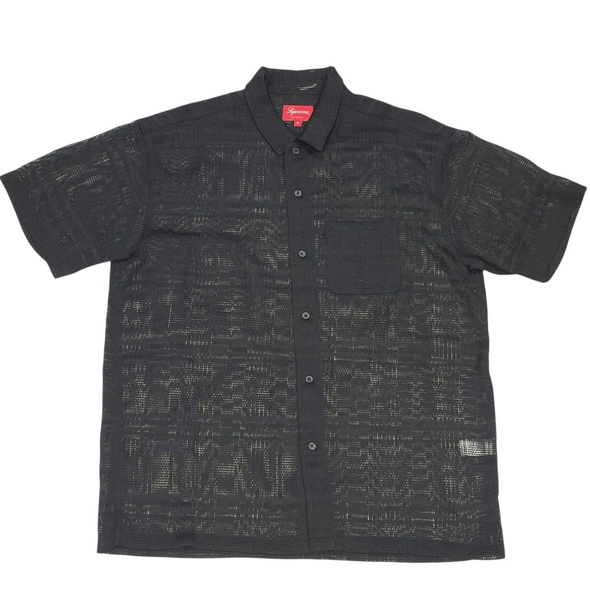 SUPREME シュプリーム メッシュ 襟付き半袖シャツ 黒 XL シースルー 春夏 レイヤー メンズ 24022755 MK