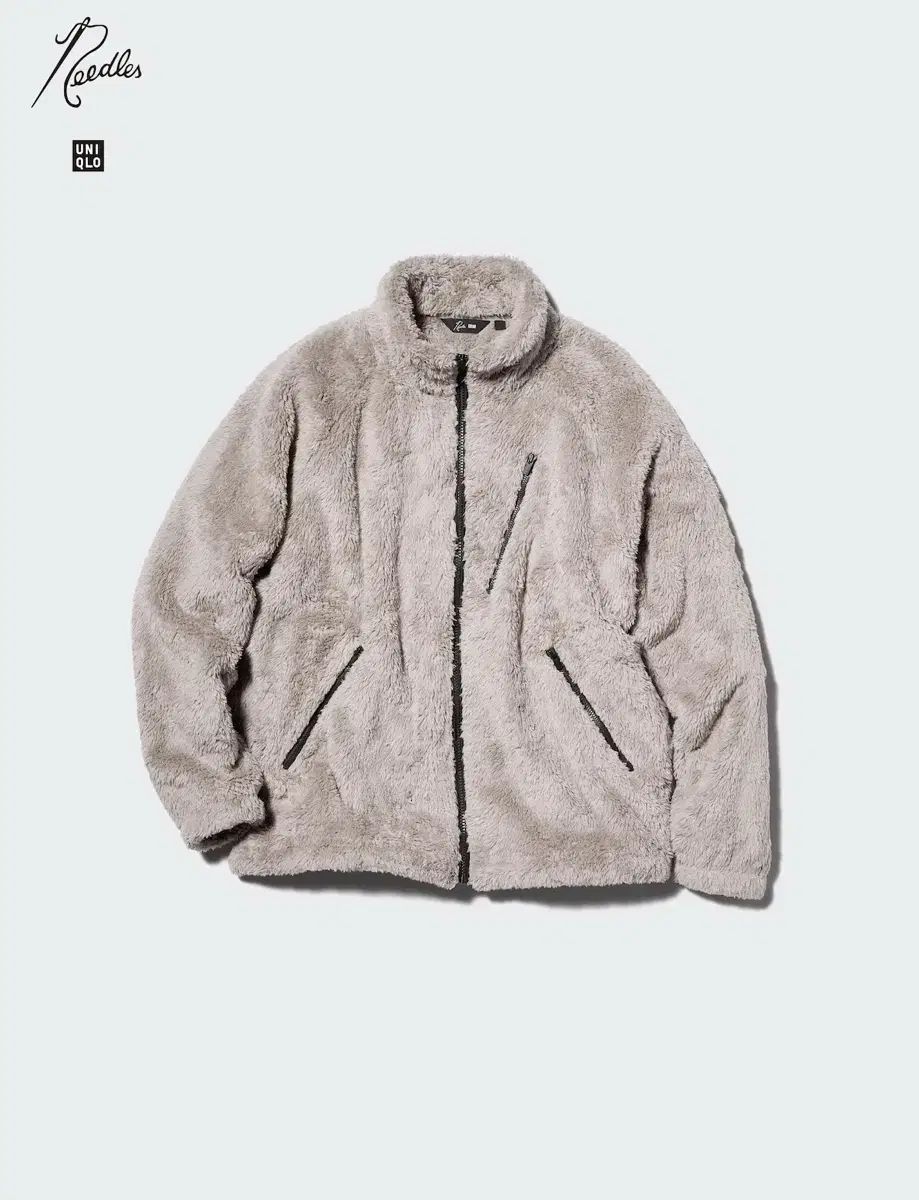 ユニクロ ニードルズ フリースフルジップアップジャケット ベージュ S