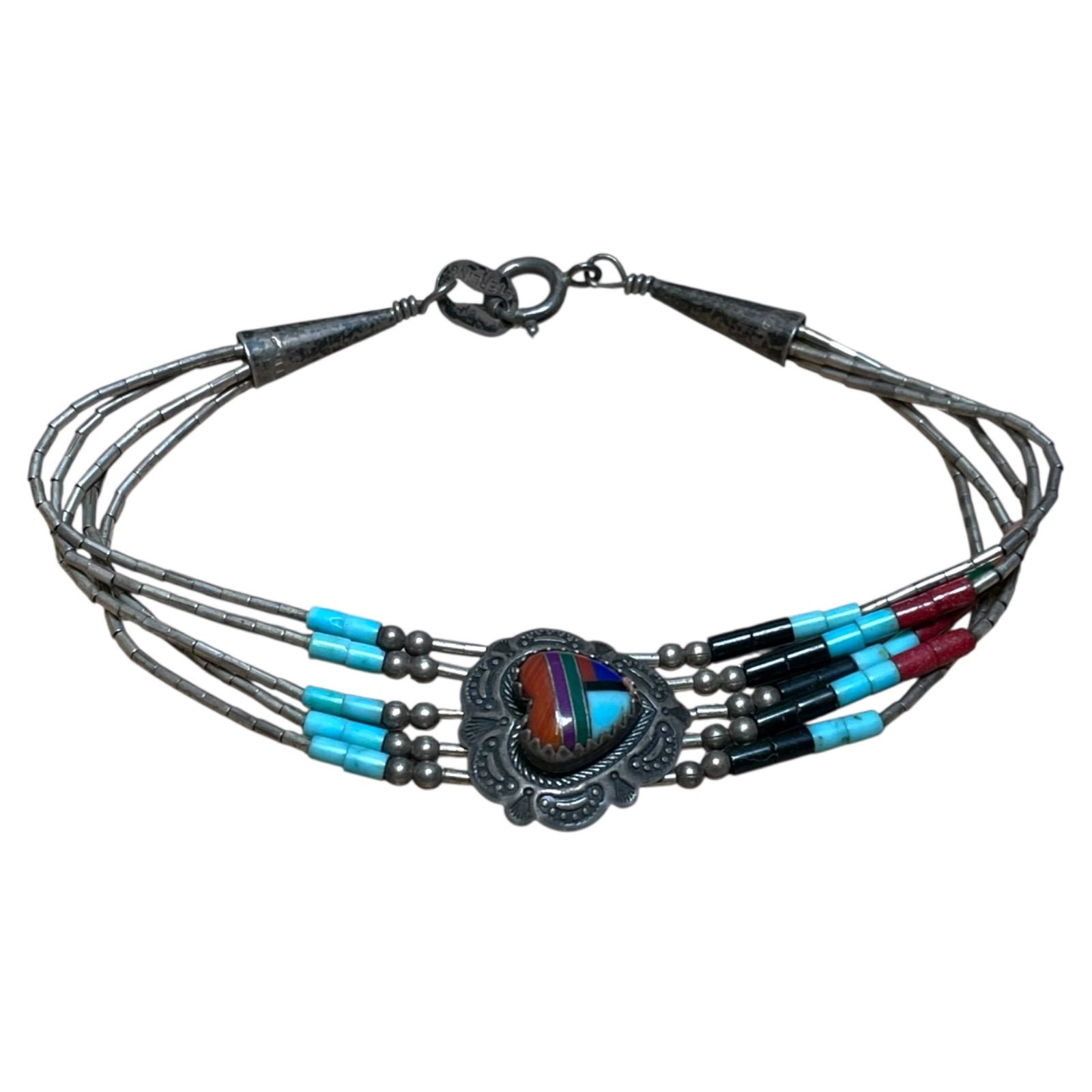 NAVAJO Sterling silver ナバホ スターリングシルバー ビーズ ブレスレット ハート