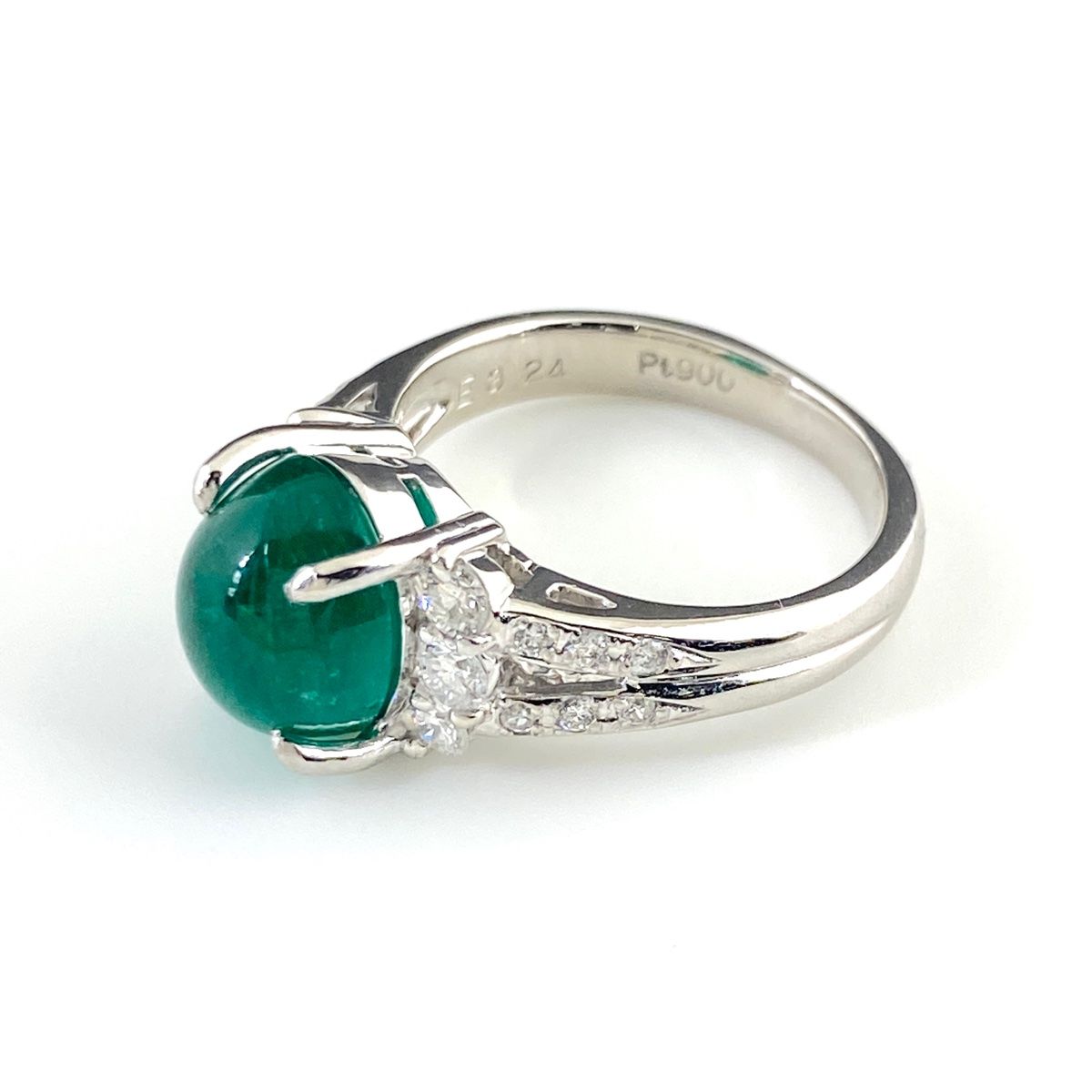 エメラルド デザインリング プラチナ メレダイヤ 指輪 リング 10号 Pt900 エメラルド ダイヤモンド レディース