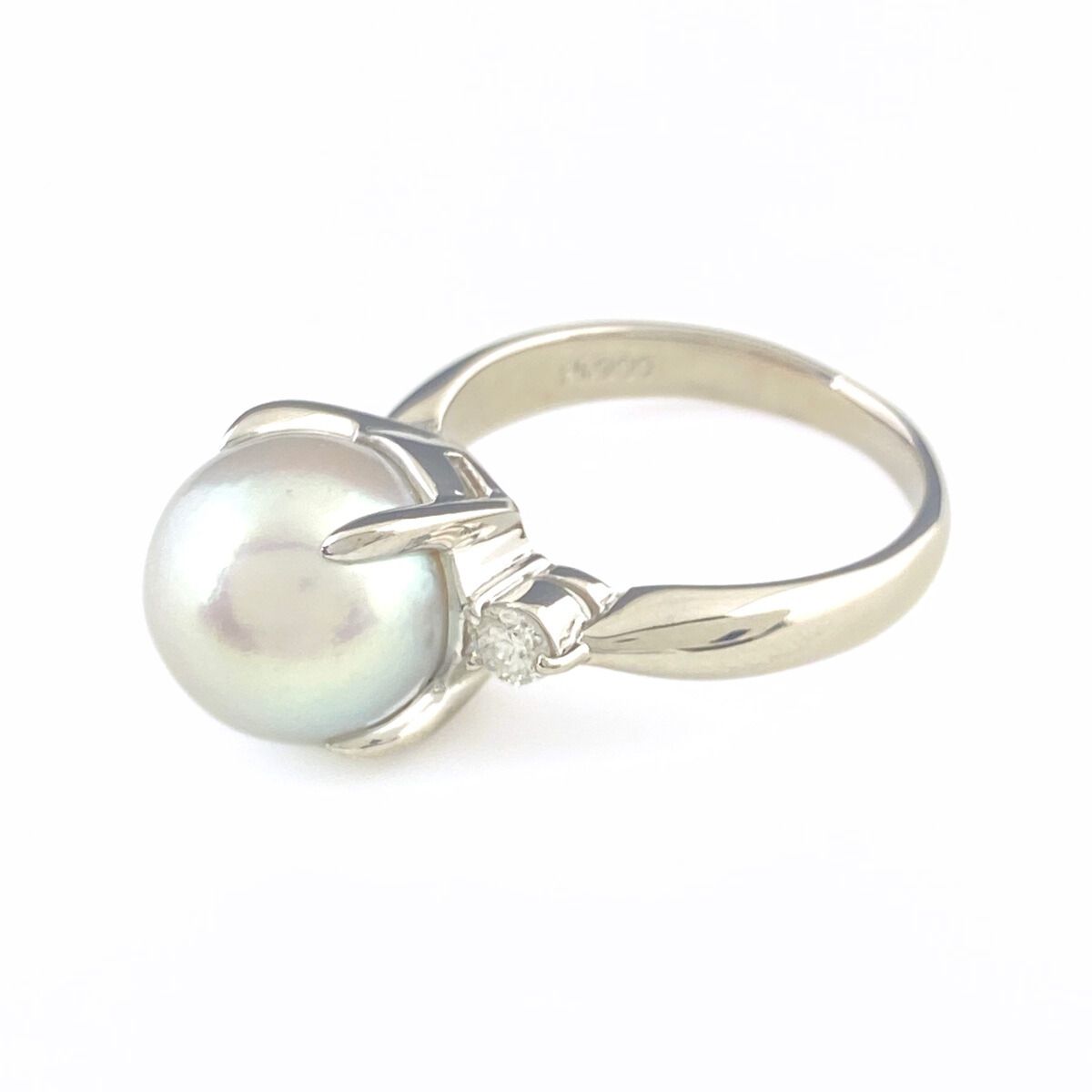 パール デザインリング プラチナ 指輪 メレダイヤ 真珠 リング 10.5号 Pt900 パール ダイヤモンド レディース