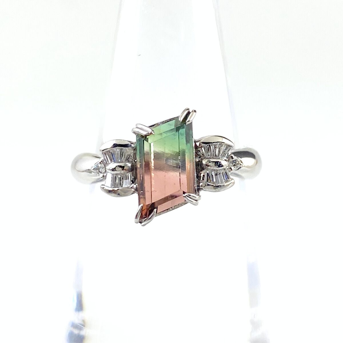 パーティ ドトルマリン デザインリング プラチナ 指輪 メレダイヤ リング 10号 Pt900 ダイヤモンド パーティ ドトルマリン レディース