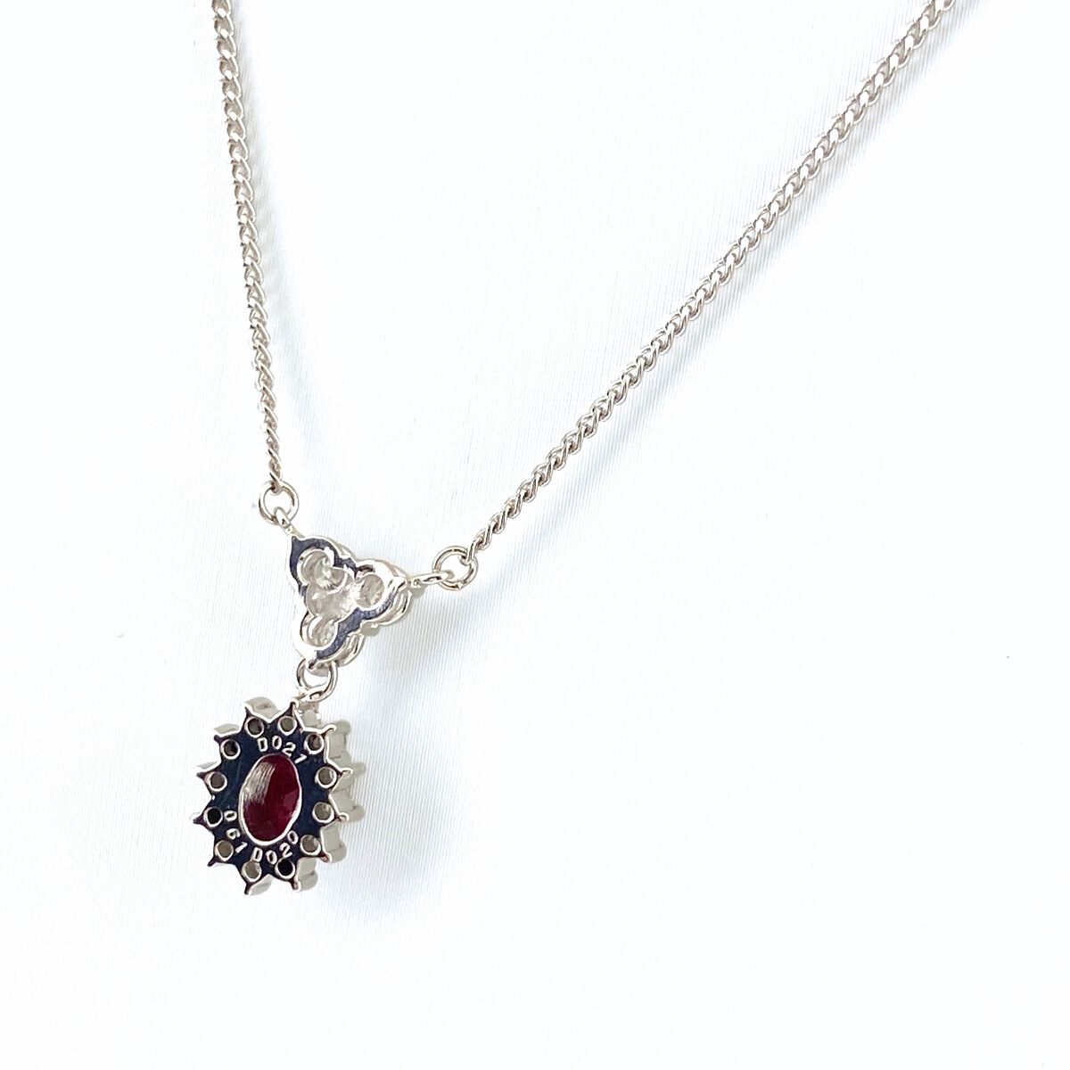 ルビー デザインネックレス プラチナ ペンダント メレダイヤ ネックレス Pt850 ルビー ダイヤモンド レディース