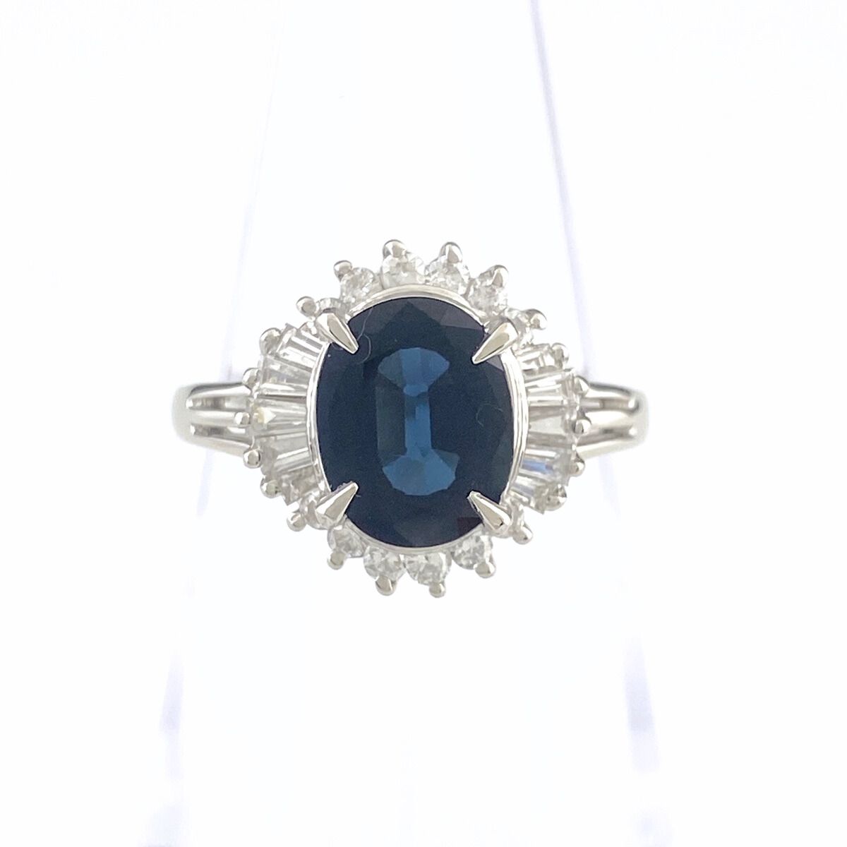 サファイア デザインリング プラチナ 指輪 メレダイヤ リング 12号 Pt850 サファイア ダイヤモンド レディース