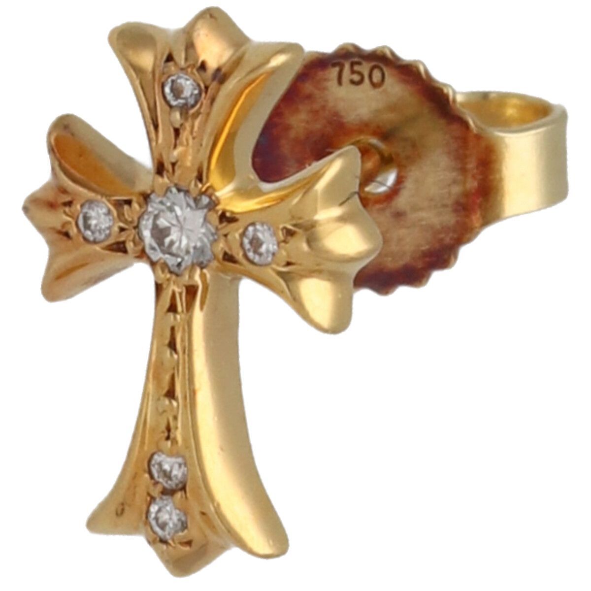 CHROME HEARTS クロムハーツ クロスファット スタッド ピアス 22K ゴールド ダイヤモンド イヤリング 25032933 RS