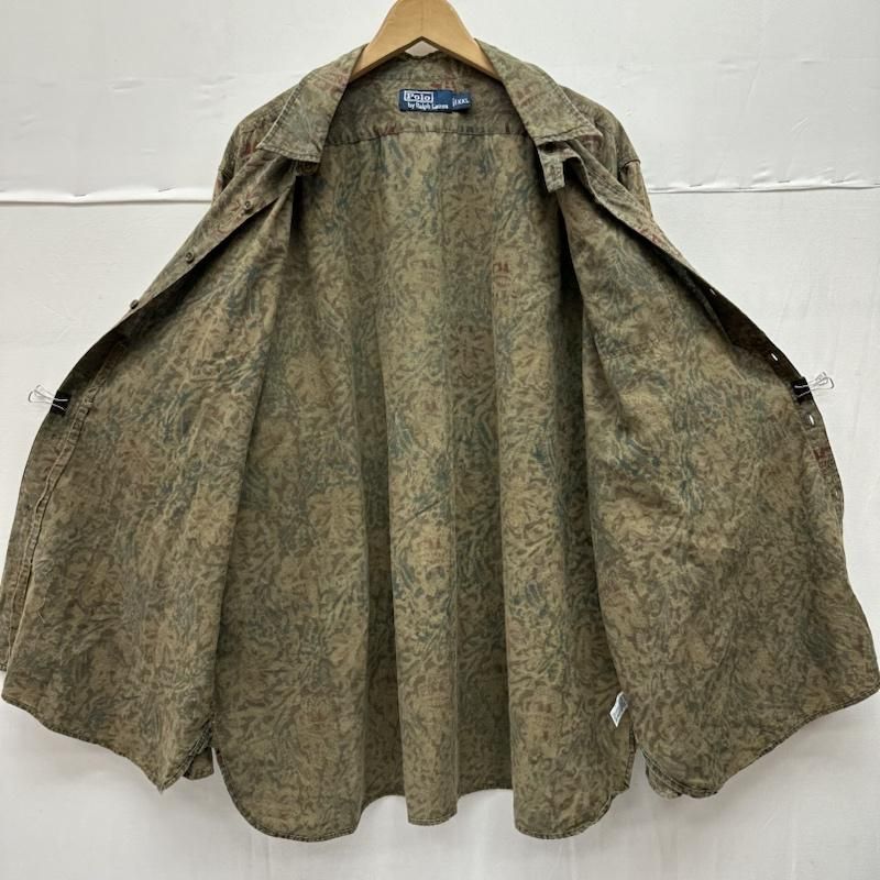 POLO RALPH LAUREN / 90s/猟師/長袖シャツ/L/コットン/GRN/総柄 POLO RALPH LAUREN ポロラルフローレン シャツ、ブラウス 長袖 90s