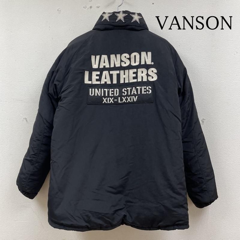 VANSON◆ロゴ刺繍 2WAY シンサレート ナイロン 中綿ジャケット 黒XL VANSON ヴァンソン ジャケット、上着 ジャンパー、ブルゾン THINSULATE