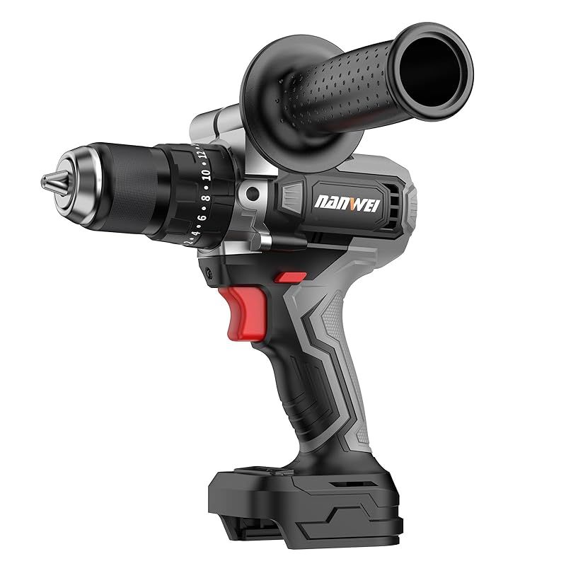 NANWEI コードレス振動ドライバドリル 最大トルク120 Nm マキタ18 Vバッテリー対応 キックバック防止機能 ブラシレスモーター チャック能力13 mm 充電式ドライバードリル 電動ドリル コンクリート 金属 木材穿孔 無段変速 20 3段クラッチ調整 1