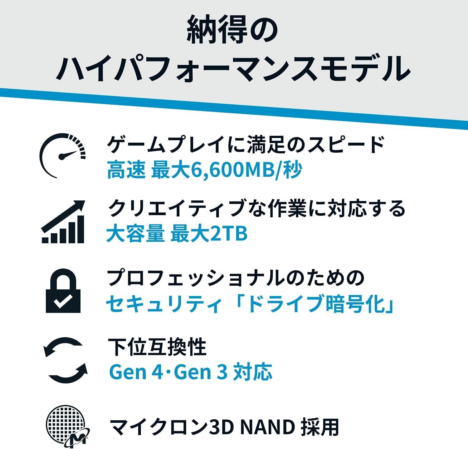 Crucial P5 Plus 新型PS5 PS5動作 済み 2TB SSD PCIe Gen4 最大転送速度 6 600MB 秒 NVMe M.2 2280 内蔵 CT2000P5PSSD8JP MEBLE-SODAR_PL
