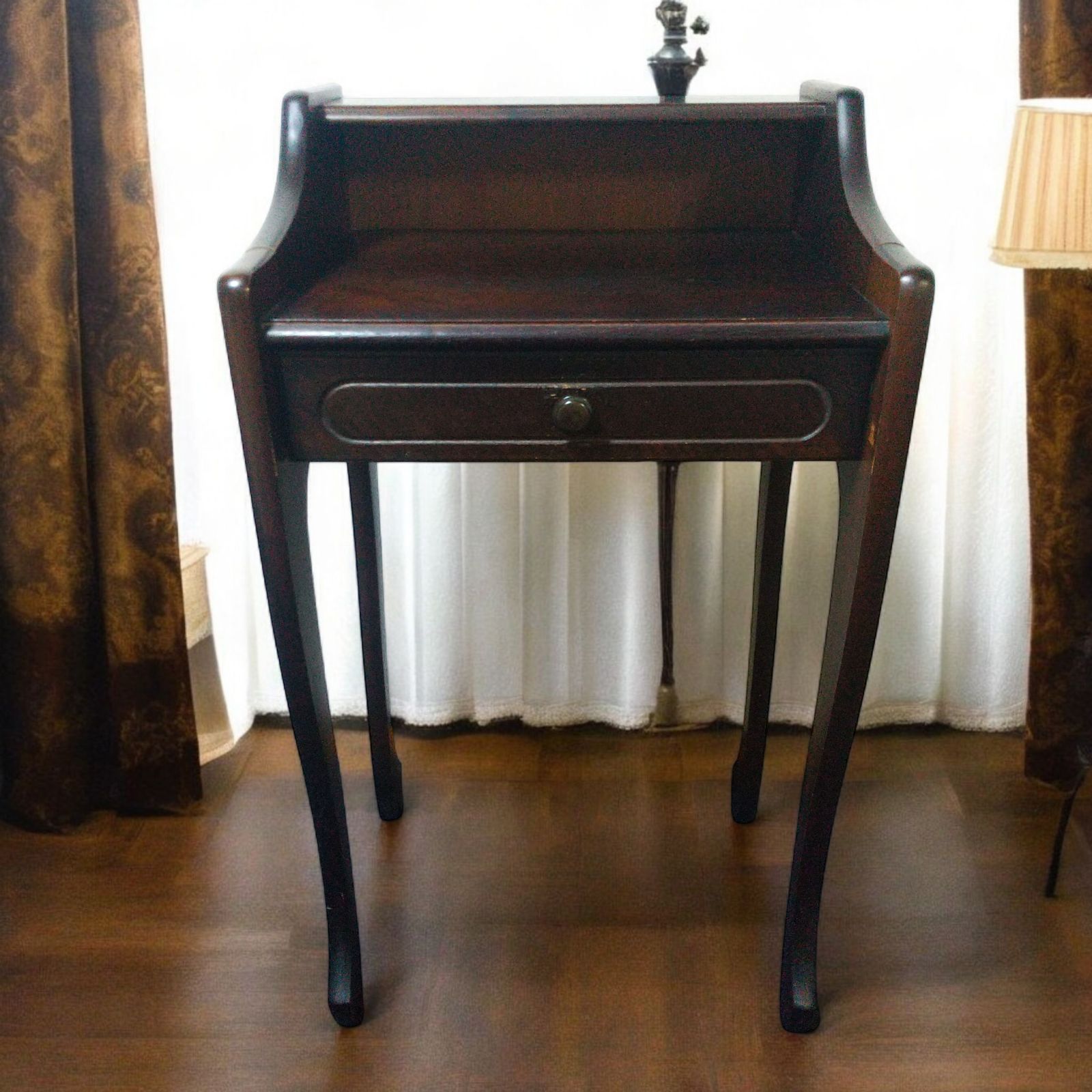 北海道 沖縄県は即 不可 アンティーク サイドテーブル 花台 電話台 木製 引き出し付きサイドテーブル 棚