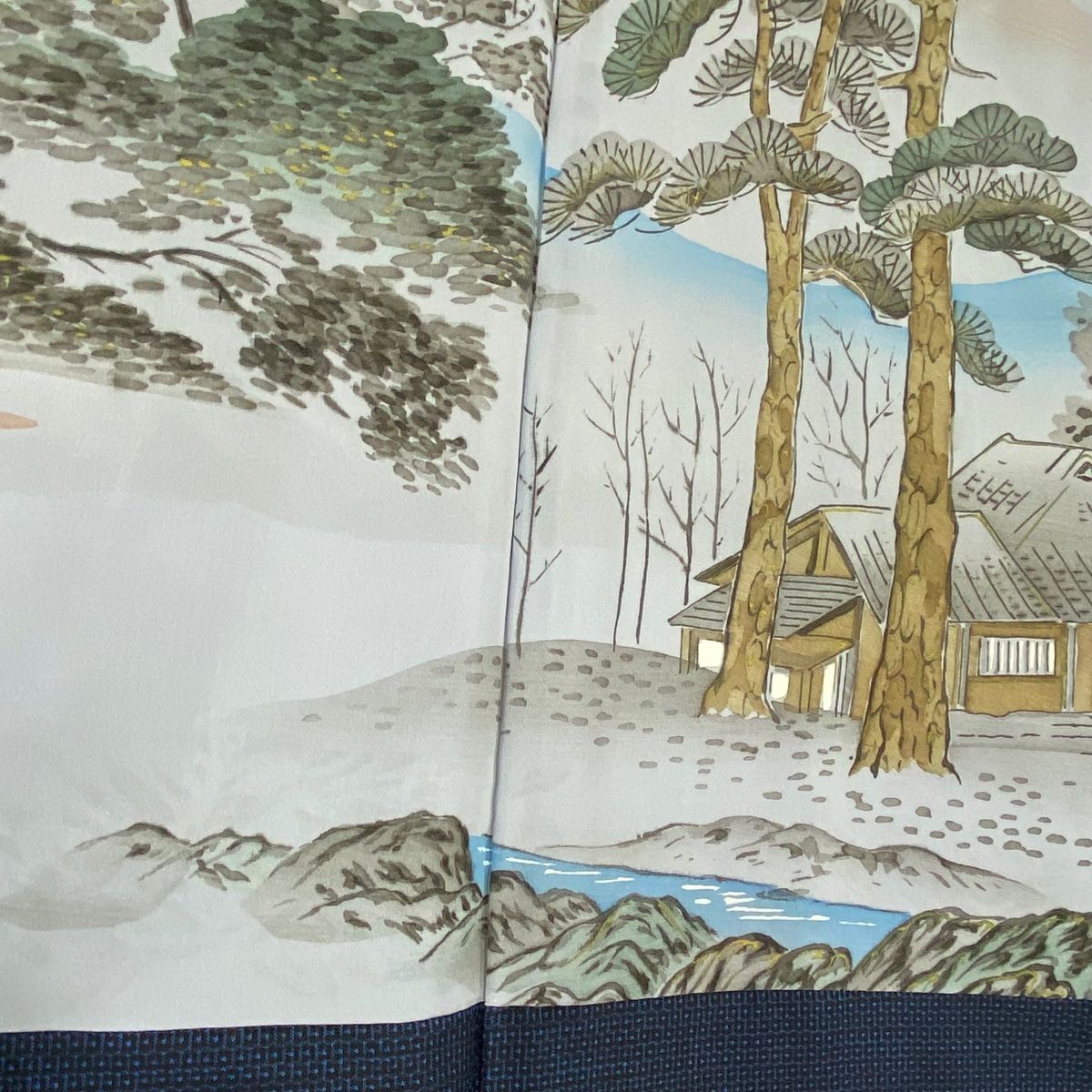  男着物 身丈93 5 cm 裄丈71 M 羽織 紬地 亀甲絣 紺色 正絹 秀品 着物 着物 浴衣