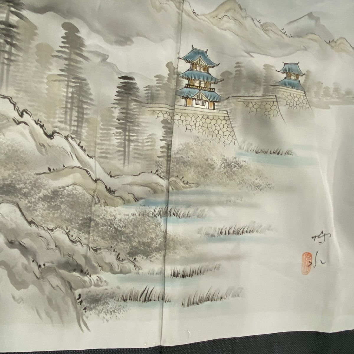  男着物 身丈96 5 cm 裄丈72 L 羽織 紬地 亀甲絣 墨色 正絹 秀品 着物 着物 浴衣