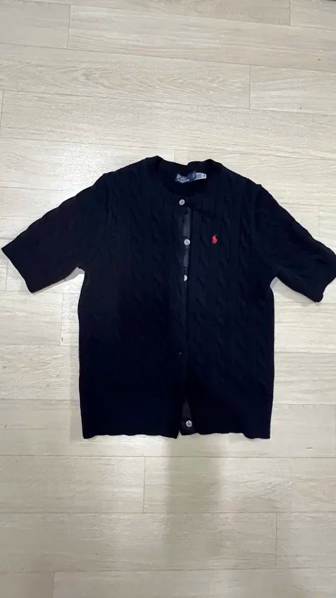 ポロ ラルフローレン ケーブル 半袖 カーディガン ブラック 170