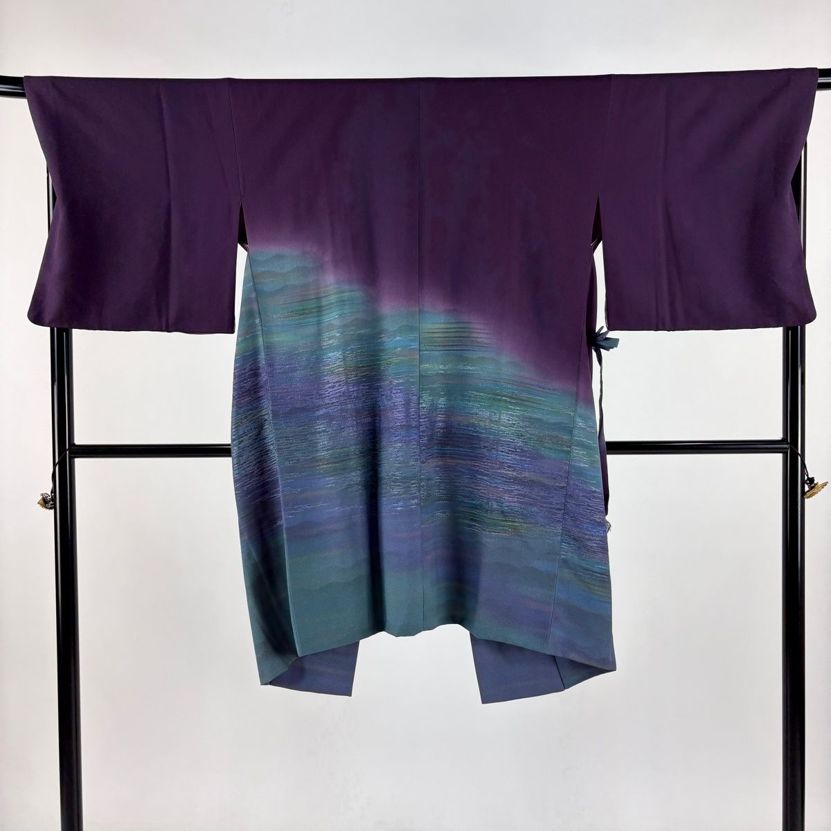 道中着 身丈102cm 裄丈69.5cm L 和装コート 霞 ぼかし 紫 正絹