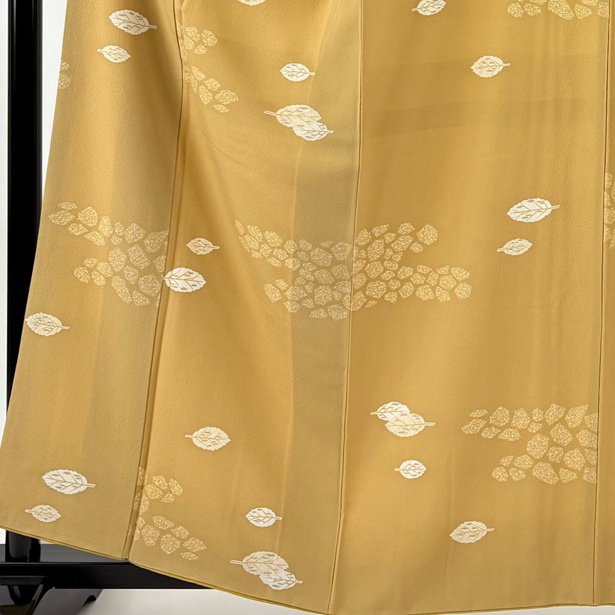 小紋 身丈160cm 裄丈64cm M 袷 名古屋帯セット 葉 霞 ベージュ 正絹 秀品