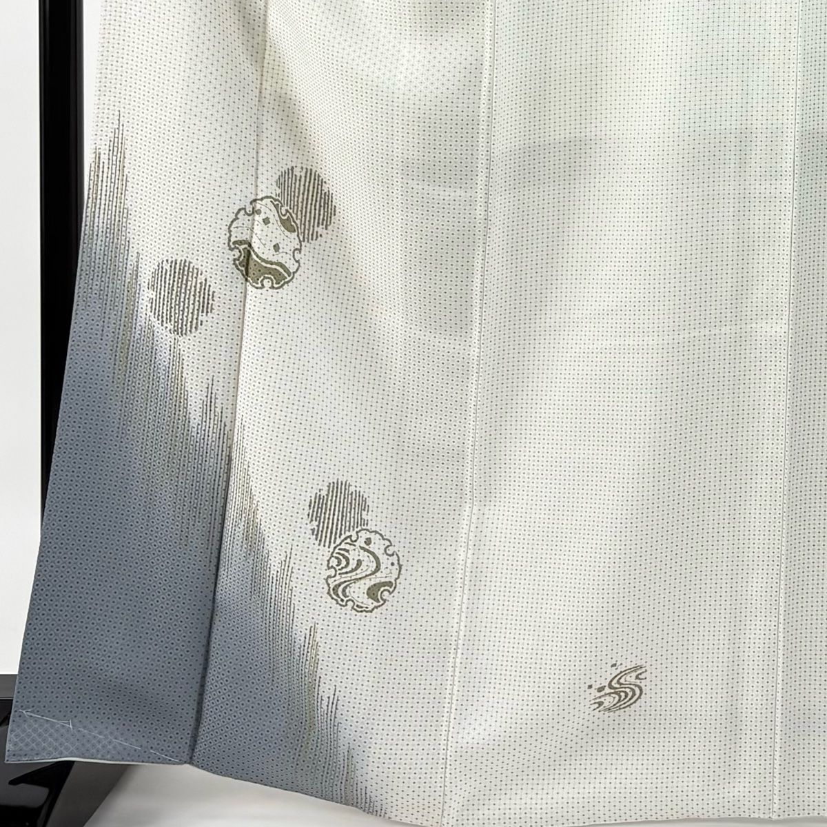 付下げ 身丈165.5cm 裄丈66cm M 袷 袋帯セット 雪輪 流水 金彩 ぼかし クリーム 正絹