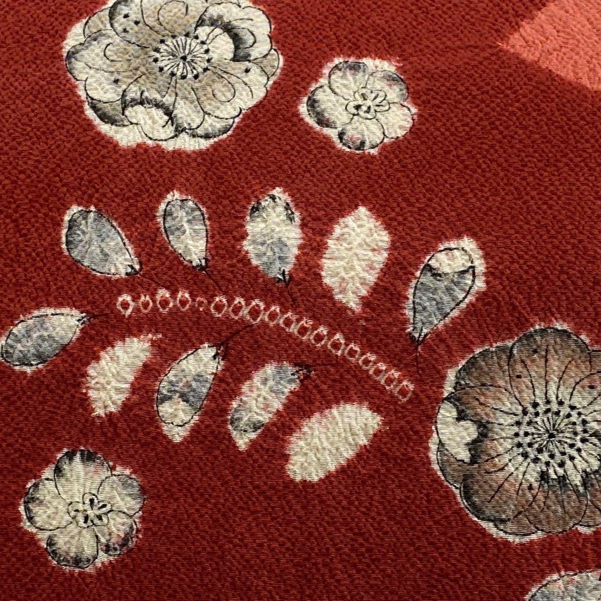 名古屋帯 秀品 草花 霞 染め分け 絞り ピンク 正絹