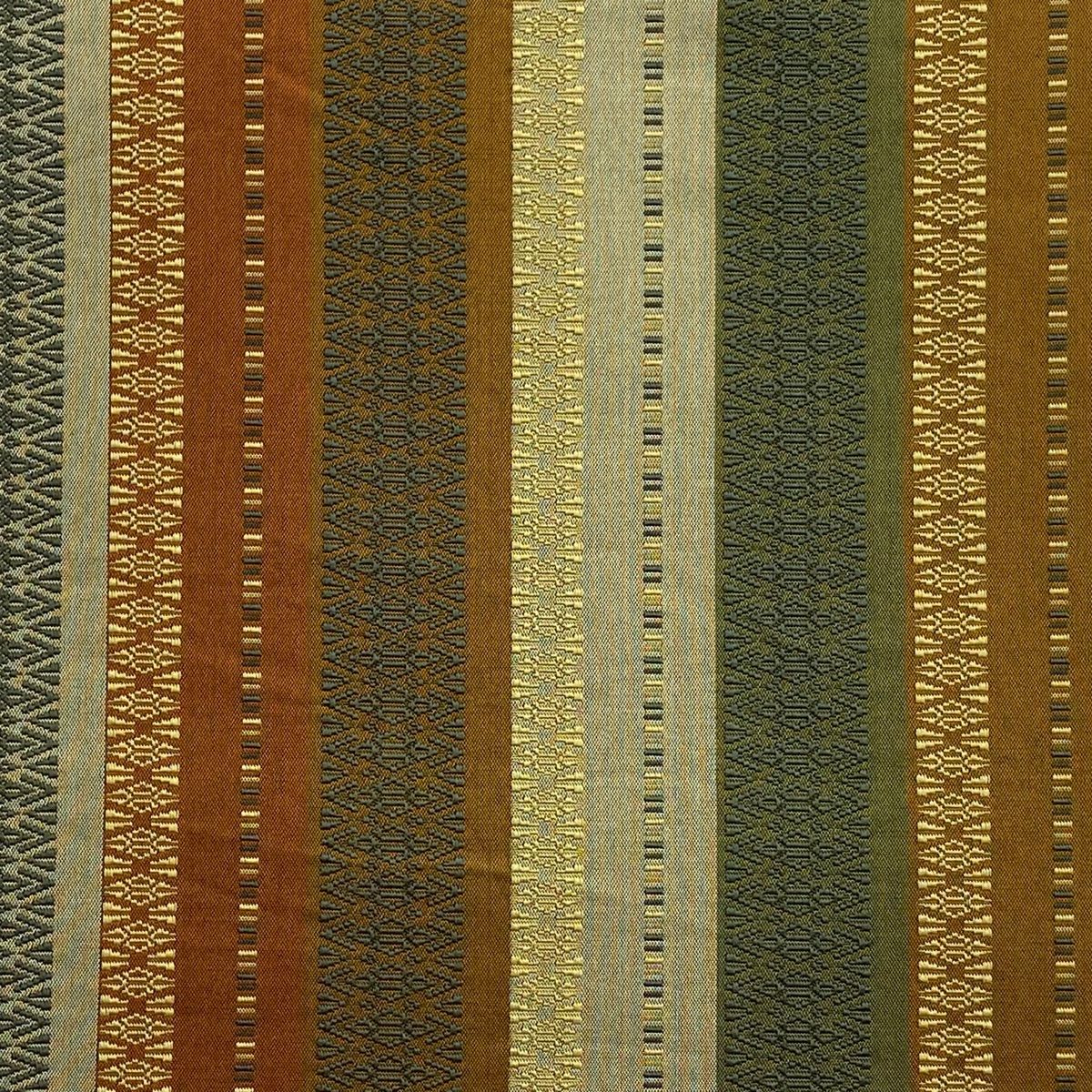 袋帯 秀品 紬地 縞 幾何学模様 茶色 全通 正絹