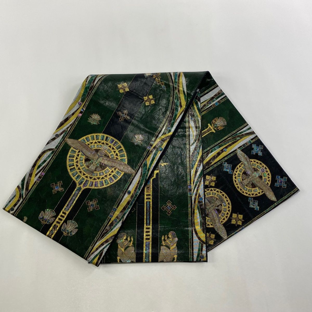 美品】 袋帯 秀品 コプト柄 螺鈿箔 緑 お太鼓柄 正絹 【中古】 - メルカリ