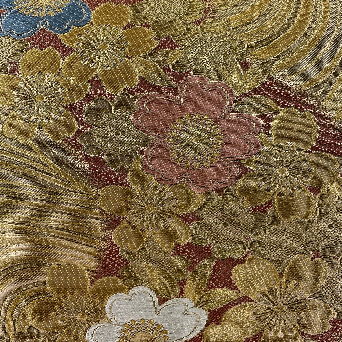 袋帯 秀品 振袖向き 桜 流水 金糸 箔 金色 六通 正絹 MERCADOAVALIA_COM_BR