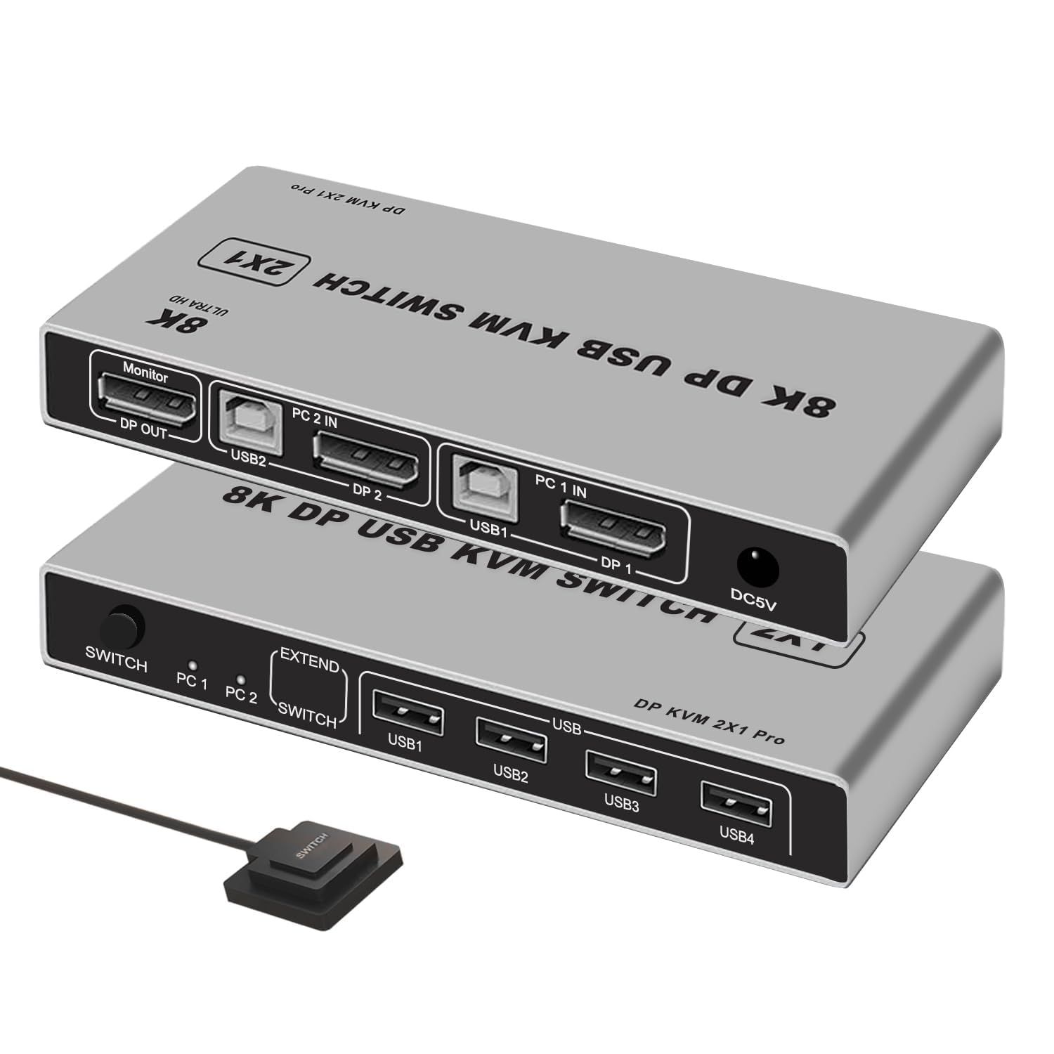 PC 切替 2台 4 K 144 Hz 120 2 切替器 ワンタッチ USB 4出力 KVM スイッチャー DP 2入力1出力 DisplayPort スイッチ セレクター 8 キーボード プリンター 共有 切