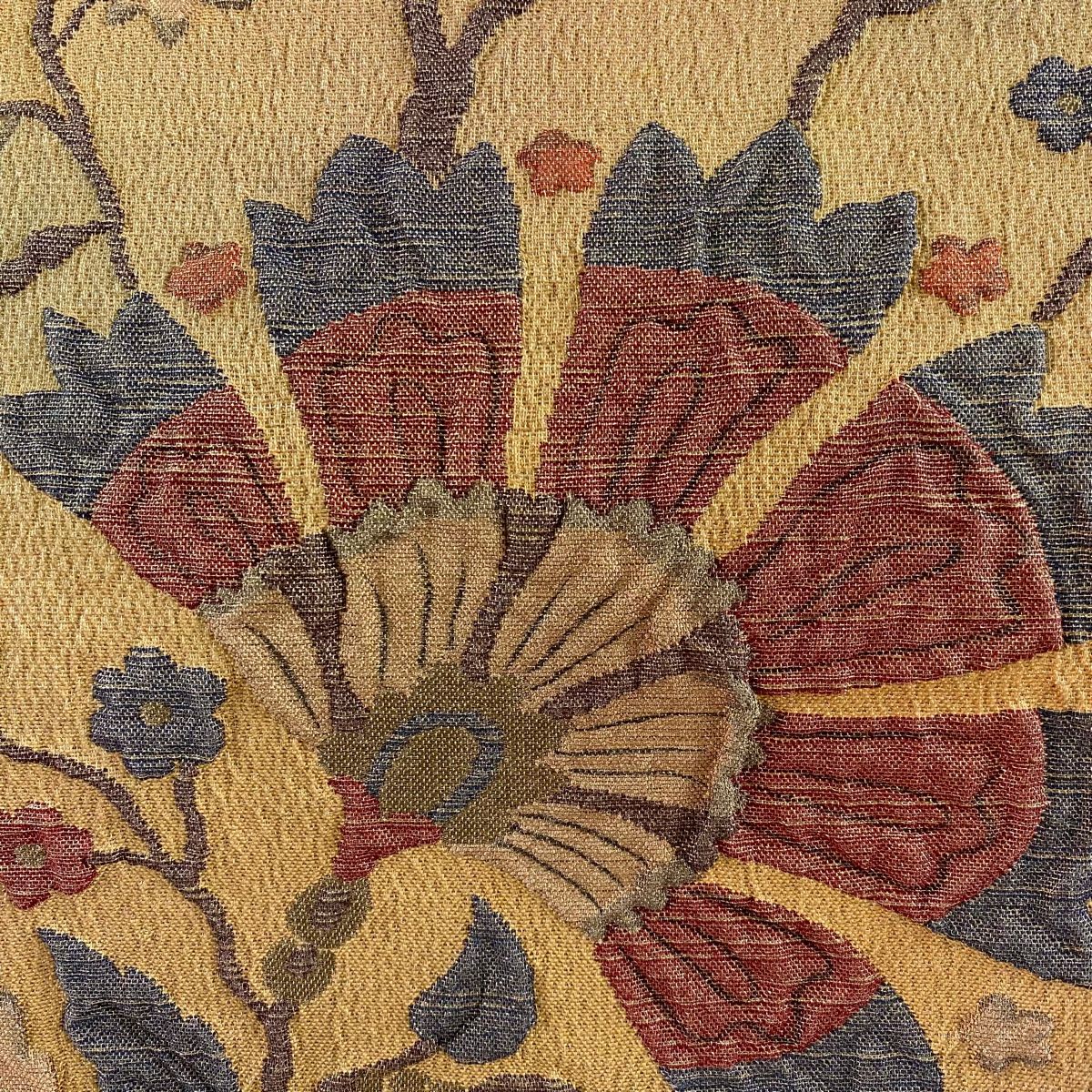 袋帯 秀品 枝花 金銀糸 薄茶色 六通 正絹