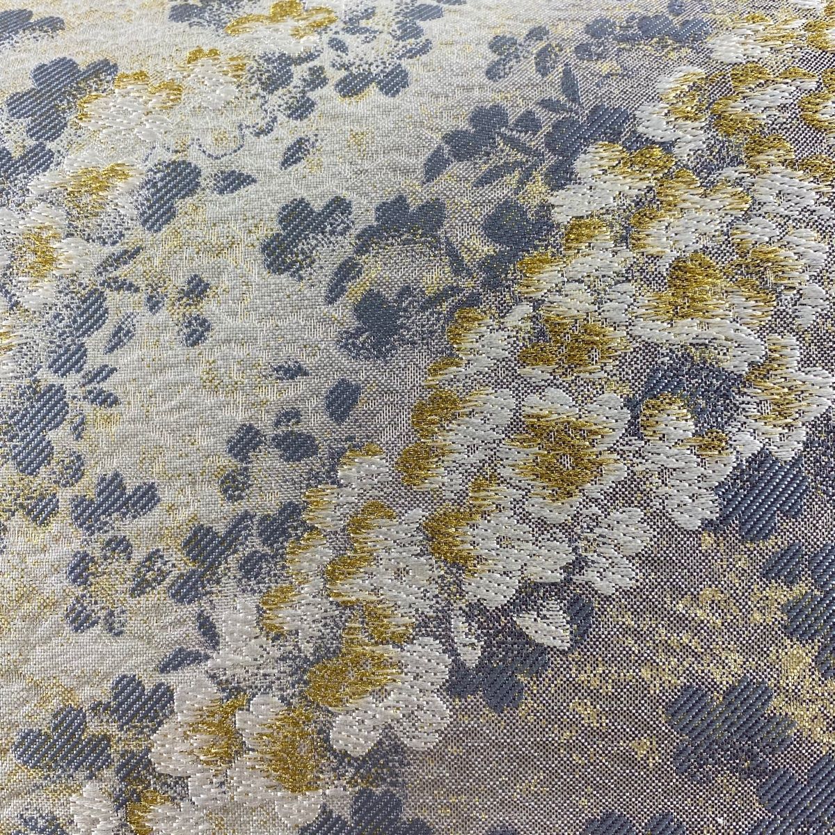 袋帯 秀品 桜 金銀糸 箔 銀色 六通 正絹