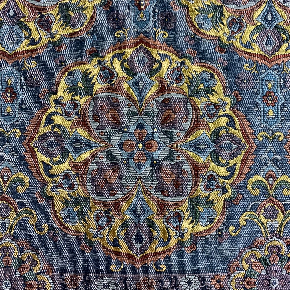 袋帯 秀品 華文 花唐草 箔 青灰色 六通 正絹