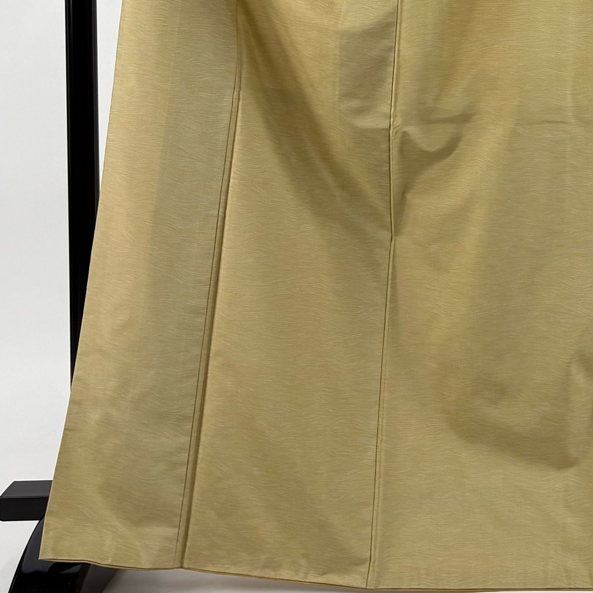 小紋 身丈168.5cm 裄丈67.5cm L 袷 紬地 波 薄黄土色 正絹 秀品 一つ紋