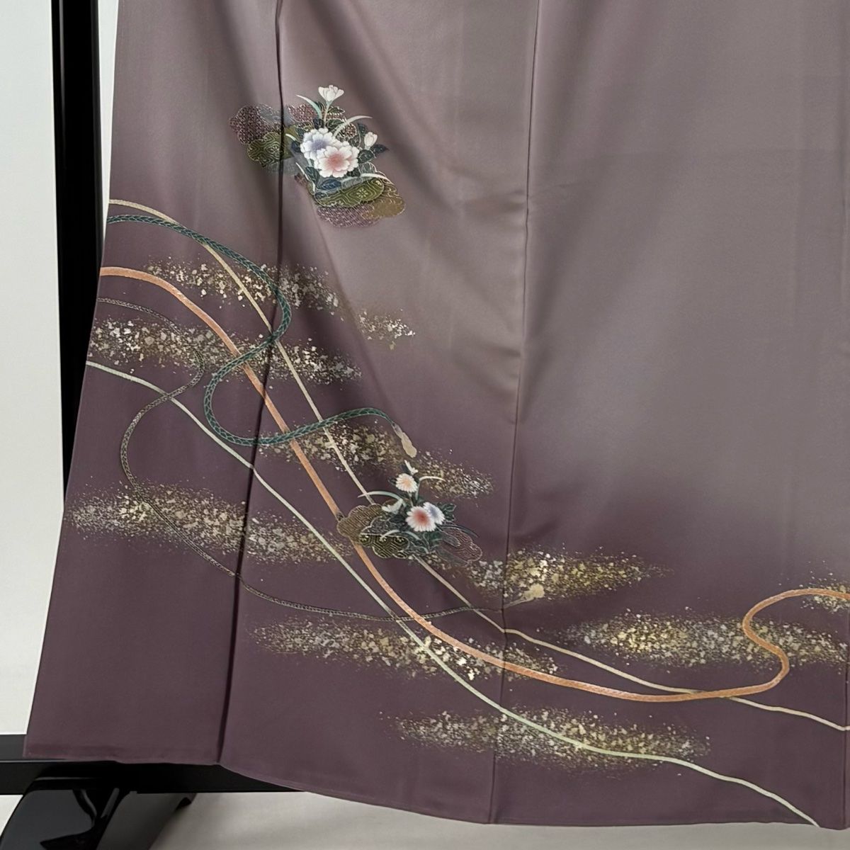 訪問着 身丈162cm 裄丈64.5cm M 袷 雲文 草花 金銀彩 ぼかし 薄紫 正絹 秀品