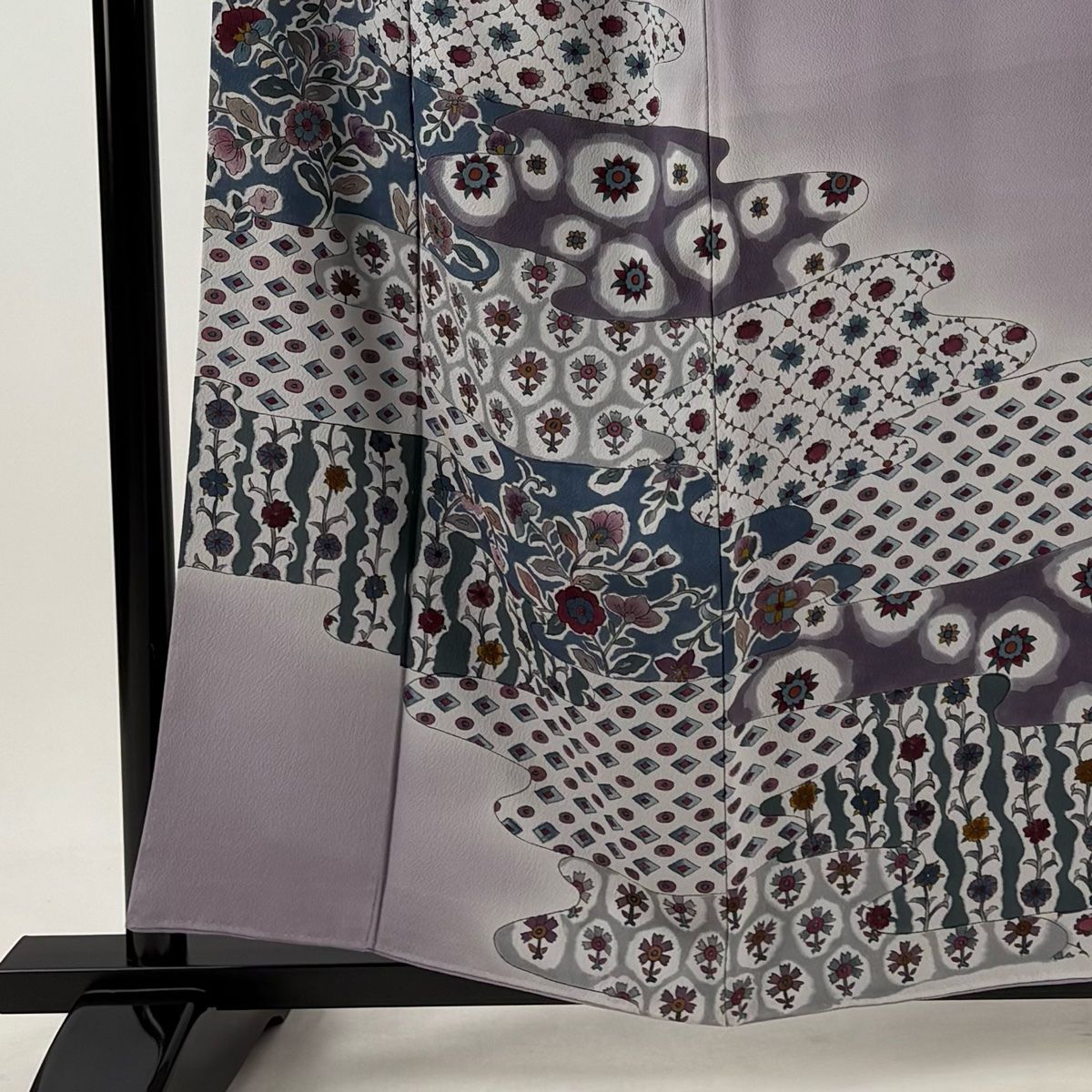 訪問着 身丈157.5cm 裄丈63cm S 袷 ヱ霞 草花 薄紫 正絹 秀品