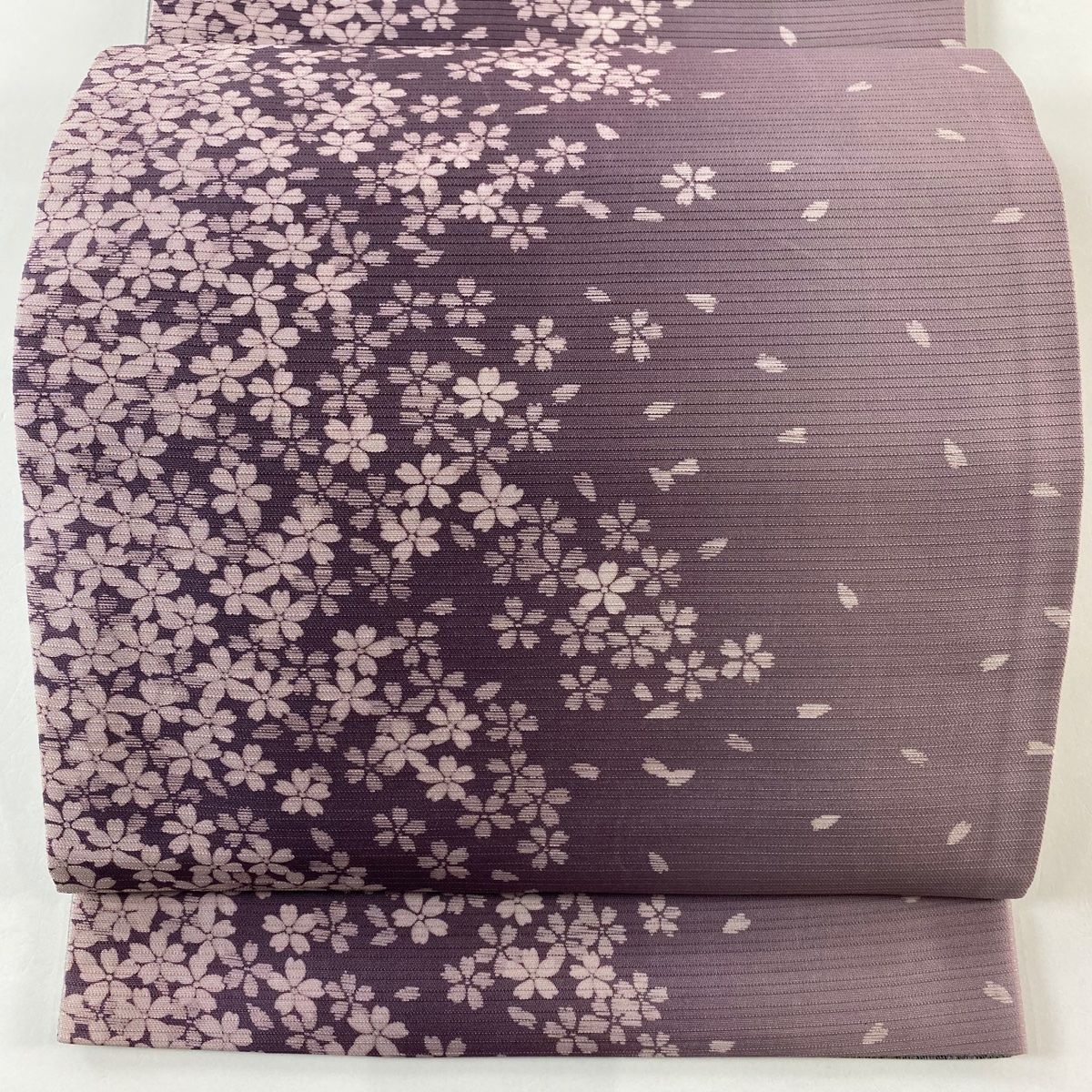 袋帯 桜 桜の花びら 薄紫 全通 正絹