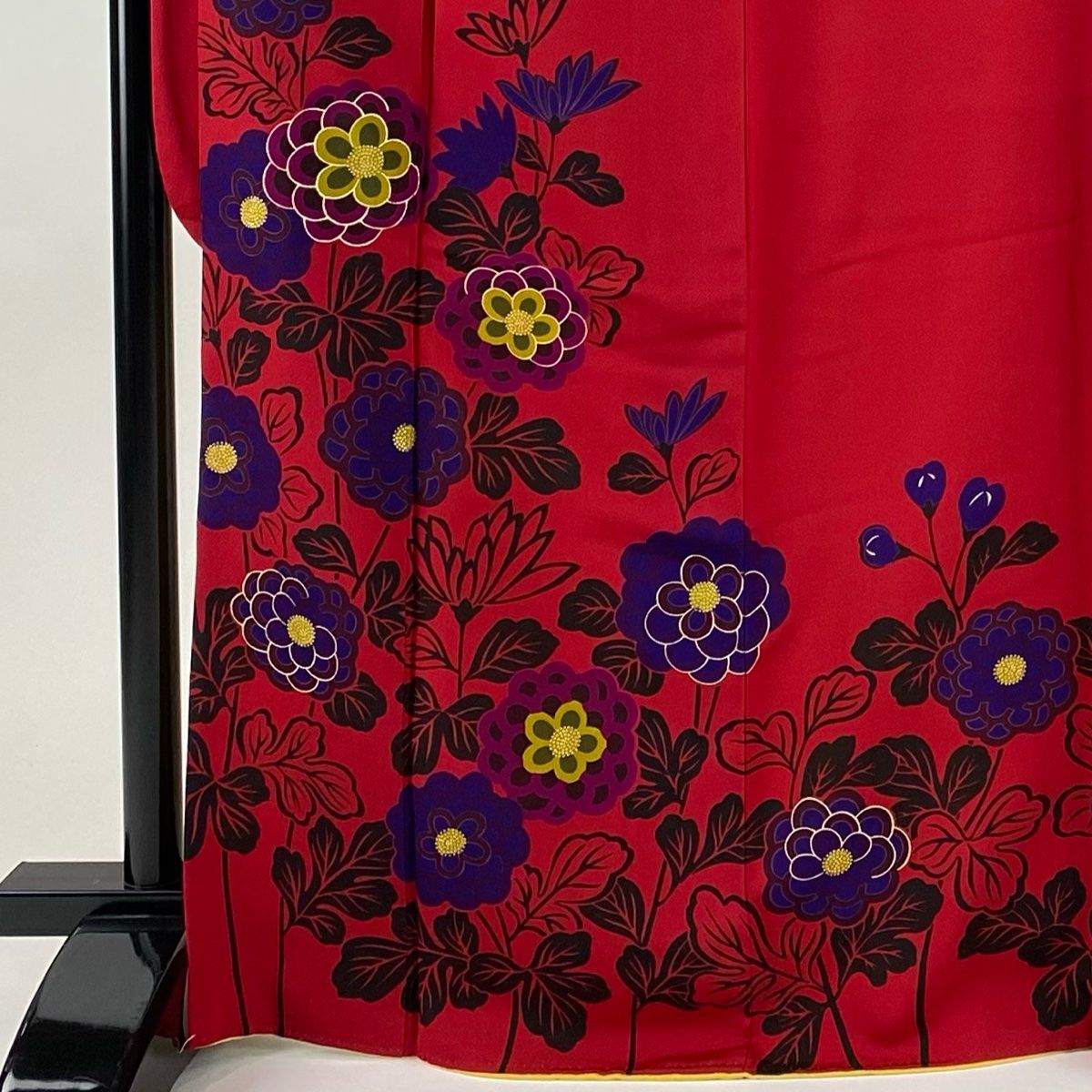 振袖 身丈169cm 裄丈69cm L 袷 菊 桜 金彩 赤 正絹