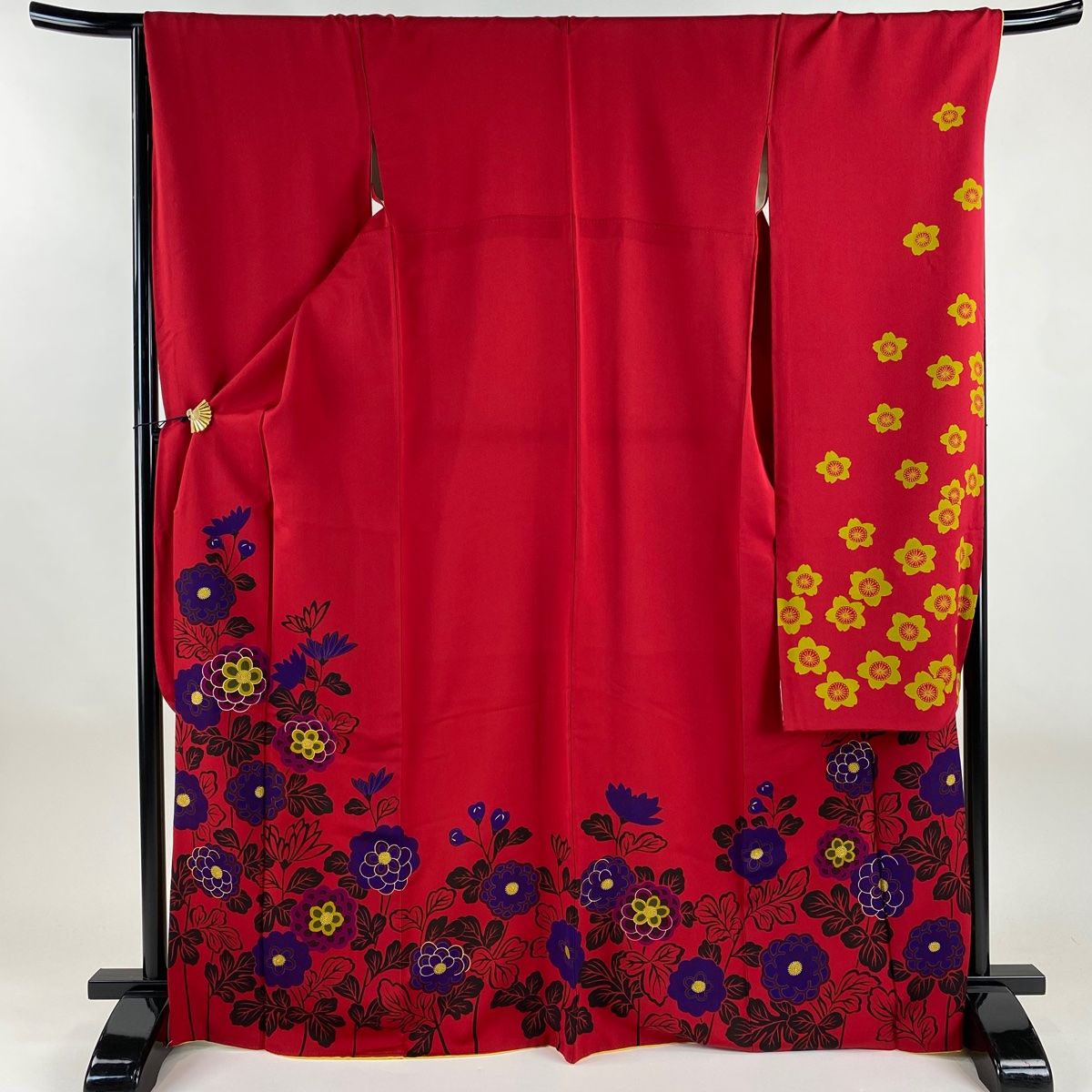 振袖 身丈169 cm 裄丈69 L 袷 菊 桜 金彩 赤 正絹