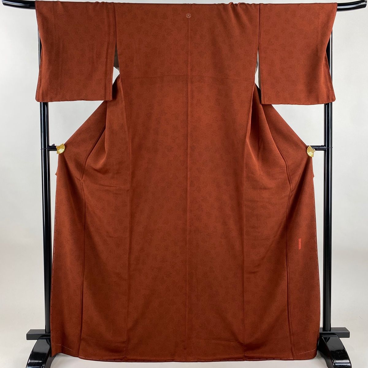 江戸小紋 身丈171cm 裄丈68cm L 袷 人間国宝 中村勇二郎 落款 雲中供養菩薩 赤茶 正絹 一つ紋