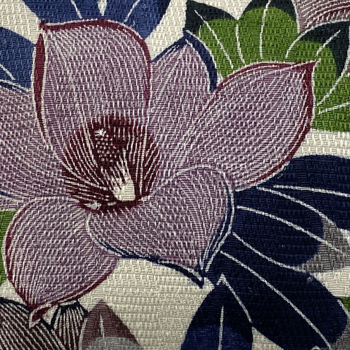 名古屋帯 栗山吉三郎 落款 松葉仕立て 八寸名古屋帯 灰白 正絹