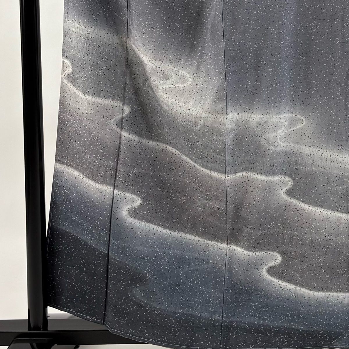 訪問着 身丈160cm 裄丈66cm M 袷 牛首紬地 落款 霞 絞り ぼかし 灰色 正絹