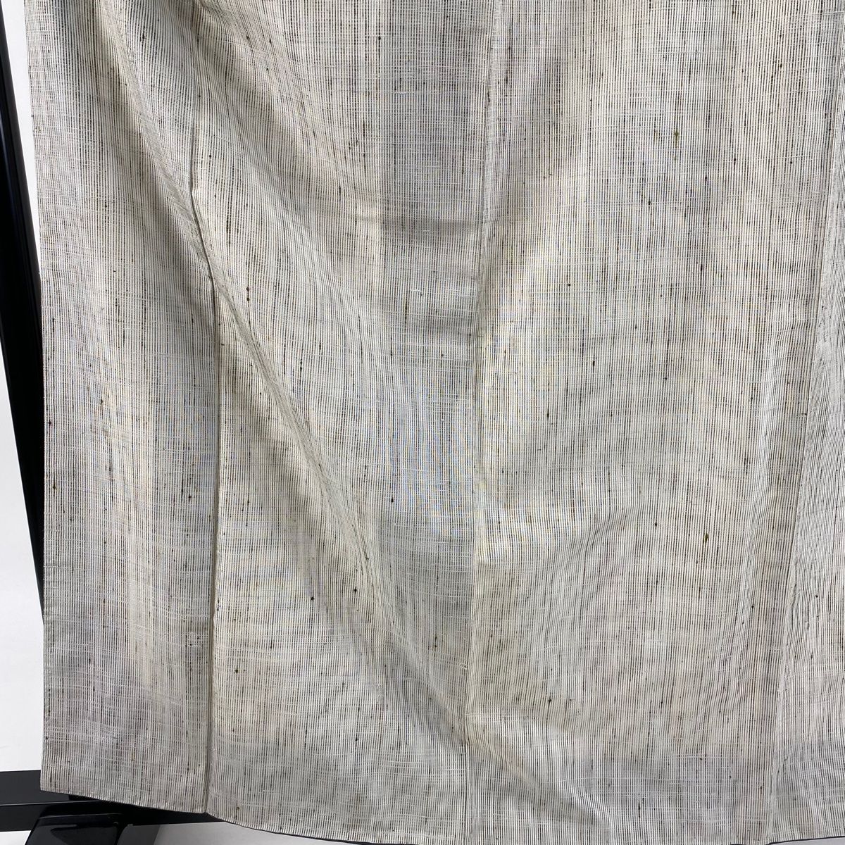 紬 身丈162.5cm 裄丈64.5cm M 袷 絲藝苑 能州紬 証紙 縦縞 灰茶 正絹