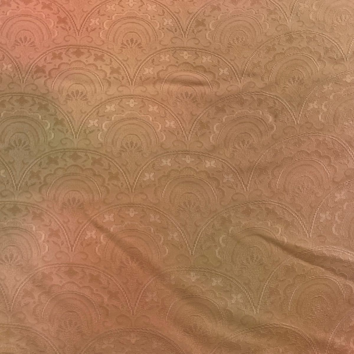 反物 秀品 小紋 地紋 ぼかし サーモンピンク 正絹