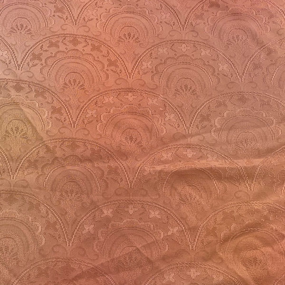 反物 秀品 小紋 地 ぼかし サーモンピンク 正絹