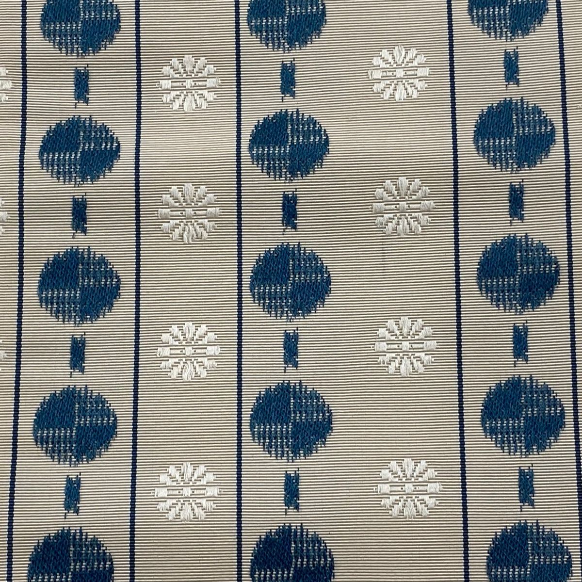 【人気満点NO.1】 半幅帯 秀品 博多織 証紙 縞 丸文 ベージュ 正絹 アイテム