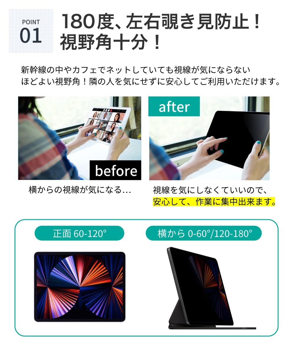 iPad マグネット式 覗き見防止フィルム LOE(ロエ) 360度 : ⁄ Pro LOE 新着商品LOE(ロエ) 反射防止 横向きタイプ M5対応 プライバシーフィルター 覗き見防止 2024共通)