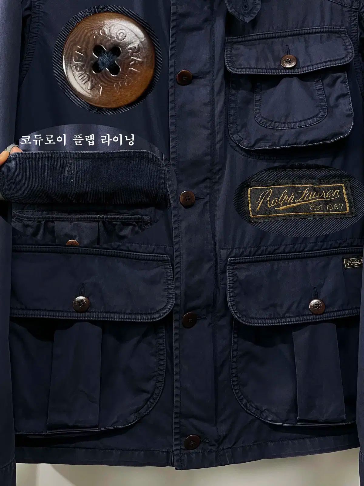 ポロラルフローレン パープルネイビー hbt ウールモホーク コーデュロイ ハンティング フィールドジャケット KANDAIZUMI_COM