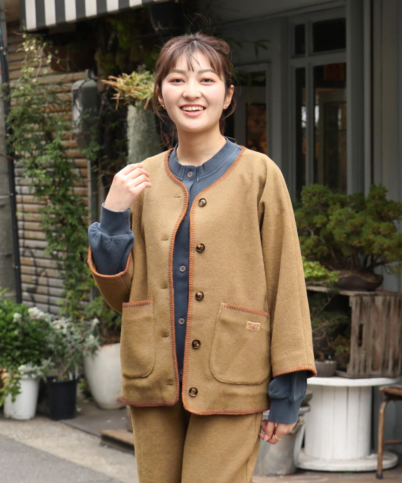  クリフメイヤー ブランケット ステッチ ドルマン ジャケット レディース MEDIUM ベージュ その他 フェイスケア