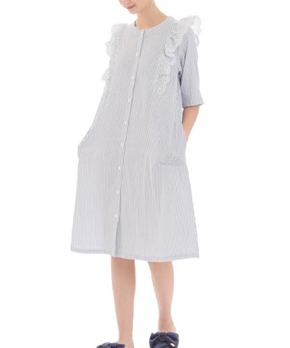 ナルエー ナイトシャツ 50 ダブルガーゼス レースワンピース レディース ネイビー FreeSize