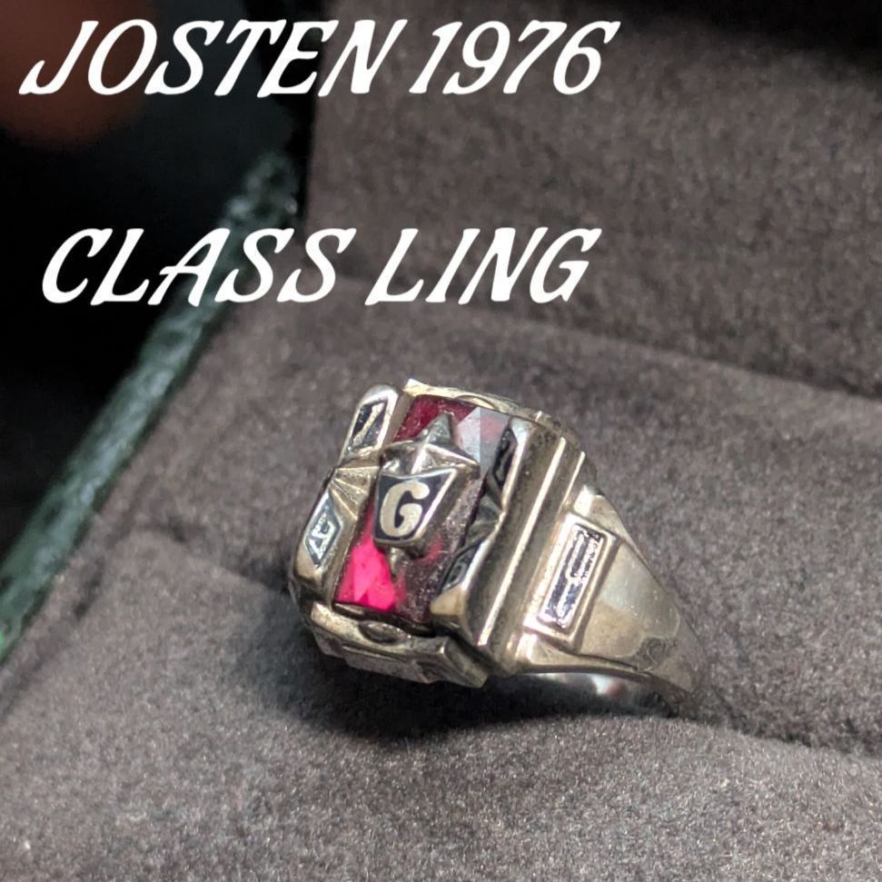 ヴィンテージ 1976 JOSTEN クラスリング シルバー925 ルビーレッド ケンタッキー州 7.5号〜8号 約4.2g アメリカ製